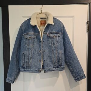 Levi's Blue Denim Sherpa Jacket